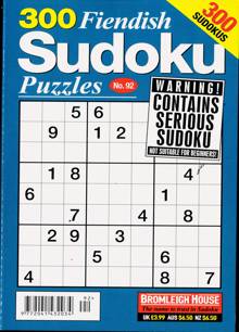 300 Fiendish Sudoku Puzzle Magazine NO 92 Order Online