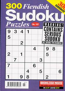 300 Fiendish Sudoku Puzzle Magazine Issue NO 107