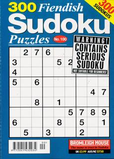 300 Fiendish Sudoku Puzzle Magazine Issue NO 100