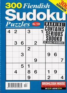 300 Fiendish Sudoku Puzzle Magazine Issue NO 104
