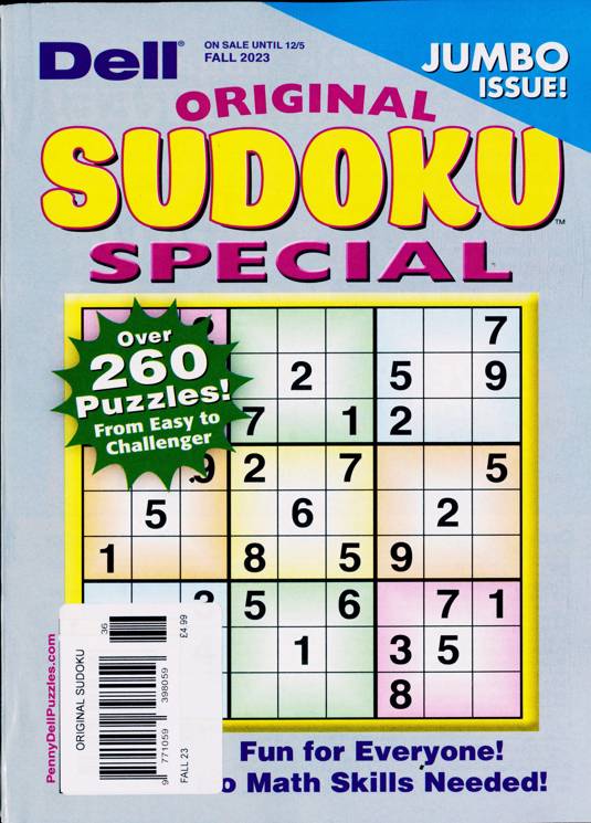 Dell Original Sudoku Easy to Challenger Puzzles